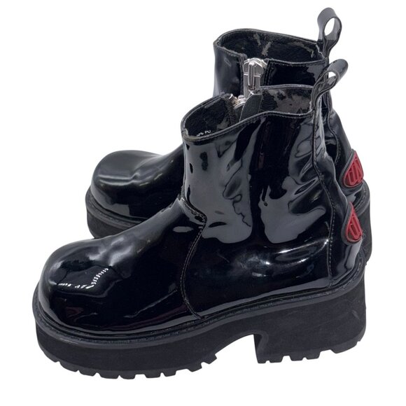 Unif Dada Platform Boots In Black Patent Leather Size 7 Goth Punk Grunge - Picture 1 of 13